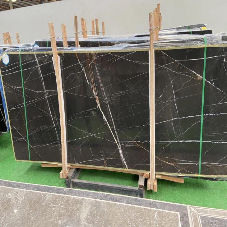 Black Sahara Marble polished slab photo