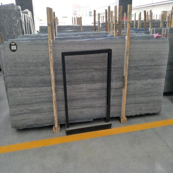 Wooden Silver Grey Marble Slab