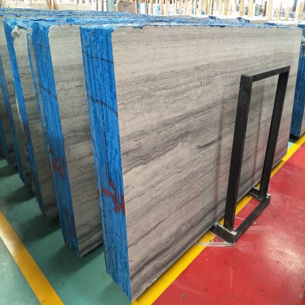 Wooden Silver Grey Marble Slab